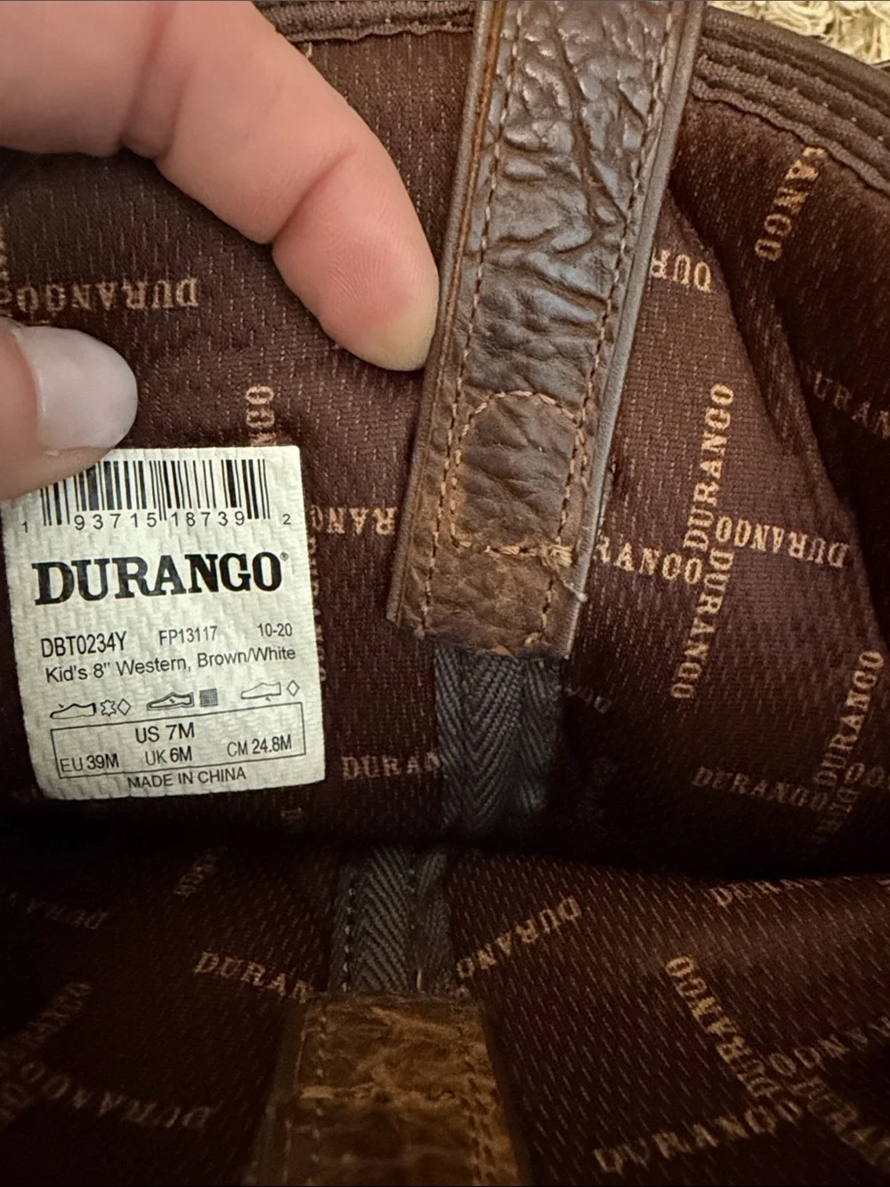 Durango Brown & Cream Western Boots with American Flag Embroidery